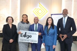 L-R: Alexandra Celestin, Regional Industry Manager, IFC Financial Institutions Group, Central Africa and Anglophone West Africa; Njideka Esomeju, Head, Retail Banking, Access Bank PLC; Dr. Gregory Jobome, Executive Director, Risk Management, Access Bank PLC; Dahlia Khalifa, IFC Regional Director, Central Africa and Anglophone West African, and Amaechi Okobi, Chief Communication Officer Access Holdings PLC, after presentation of IFC EDGE Certification of Access Tower to Access Bank at its Headquarters in Oniru, Victoria Island, Lagos…recently.