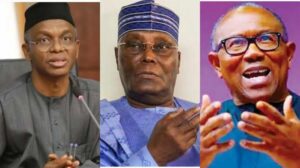 From left, Nasir El-Rufai, Atiku Abubakar and Peter Obi