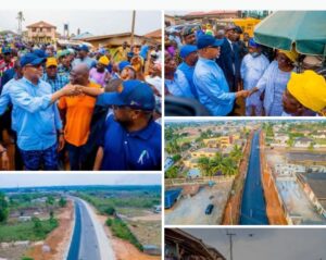 Governor Abiodun and others during the road inspection