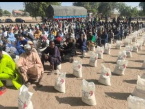 The donated bags of rice