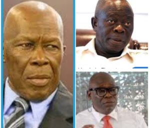 The late Prof. Humphrey Nwosu, left; Senator Adams Oshiomhole, top right, and Richard Akinnola