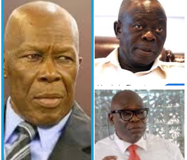 The late Prof. Humphrey Nwosu, left; Senator Adams Oshiomhole, top right, and Richard Akinnola