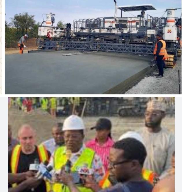 Senator Dave Umahi, the Works Minister, bottom, inspecting the ongoing Lagos-Calabar Coastal Highway project