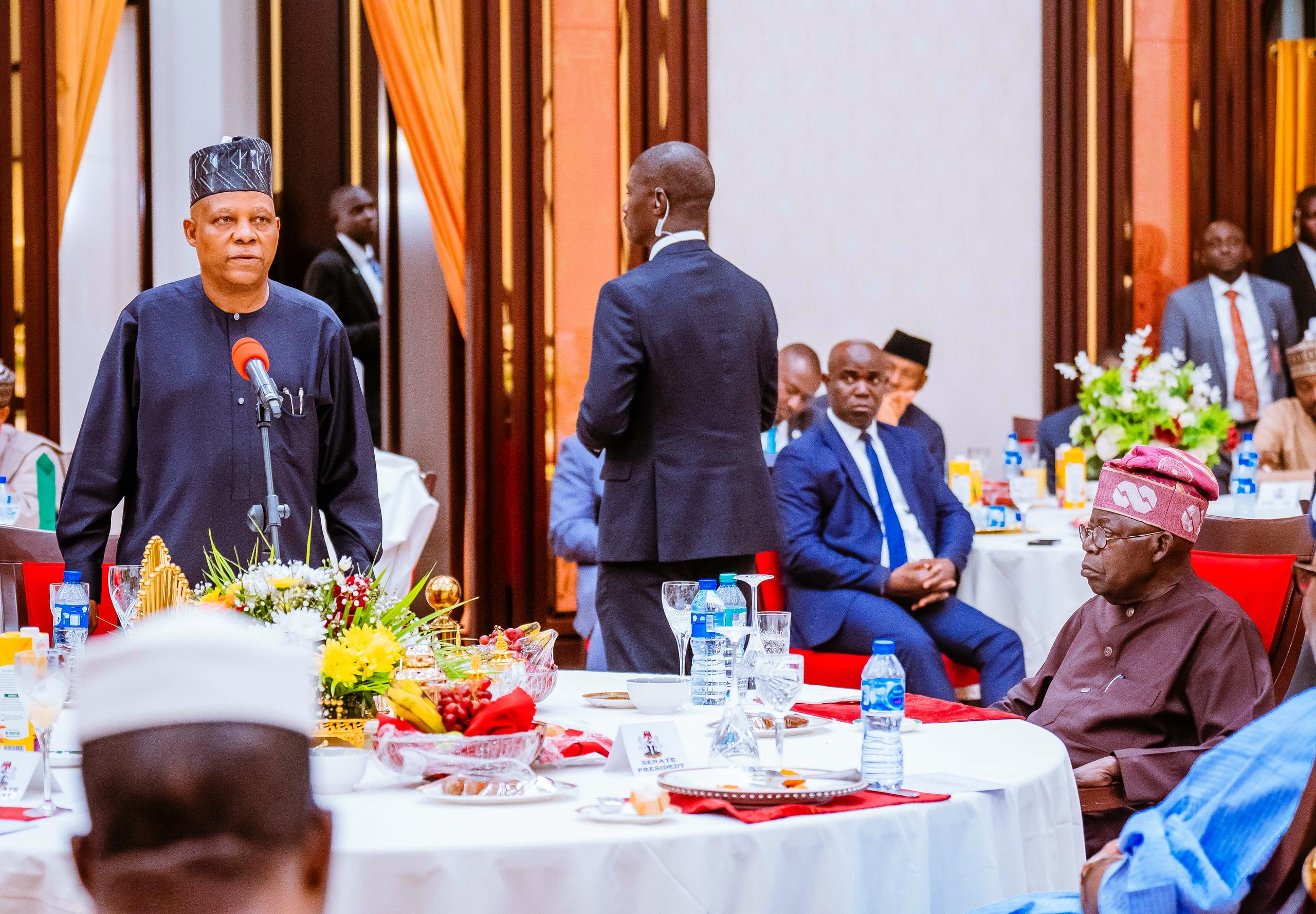 VP Shettima speaking when President Tinubu hosted leaders of the Senate to Iftar (breaking of Ramadan fast) at the new State House Banquet Hall