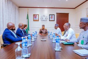 Vice President Shettima with Visa’s delegation led by Mr. Andrew Torre, the Regional President for Central, and Eastern Europe, Middle East, and Africa (CEMEA), in Abuja