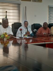 Hajia Hassana Salawu, Director in charge of MDAs addressing journalists