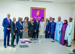 Polaris Bank’s MD with Executive Directors of the bank alongside the NDLEA team during their courtesy visit to the bank recently.