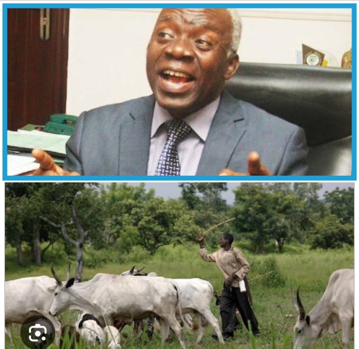Femi Falana, SAN, ASCAB Chair, top, and open grazing of cattle, bottom