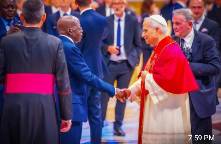 Pope Leo, right, and President Tinubu