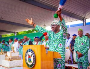 Governor of Lagos State, Mr. Babajide Sanwo-Olu addressing APC members and Local Government Elections Candidates , during the Stakeholders’ Engagement for the forthcoming Local Government Elections at Lagos House, Marina, on Tuesday, June 24, 2025.