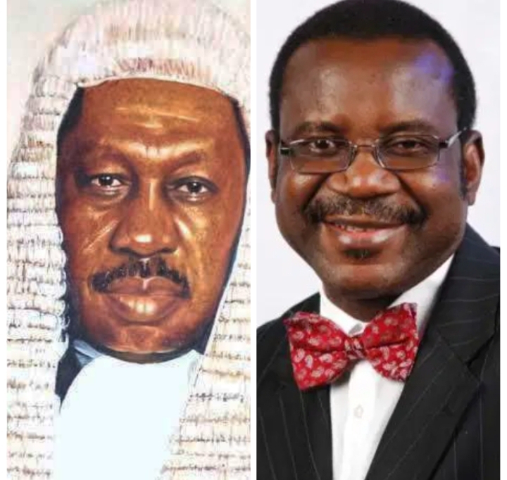 Mr Layi Babatunde, right, and the late Justice Uwais