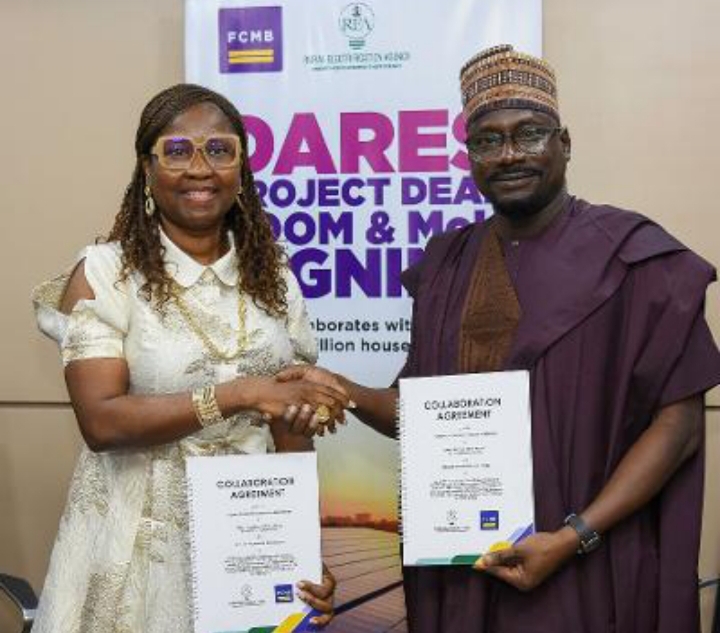 The Managing Director/CEO, First City Monument Bank (FCMB), Mrs. Yemisi Edun, and the Managing Director/CEO of the Rural Electrification Agency (REA), Mr. Abba Aliyu, at the launch of FCMB’s ₦100 billion facility for the Distributed Access through Renewable Energy Scale-Up (DARES) project and the signing of a Memorandum of Understanding with REA on June 19, 2025, in Lagos. The facility is designed to accelerate electricity access for two million households across Nigeria