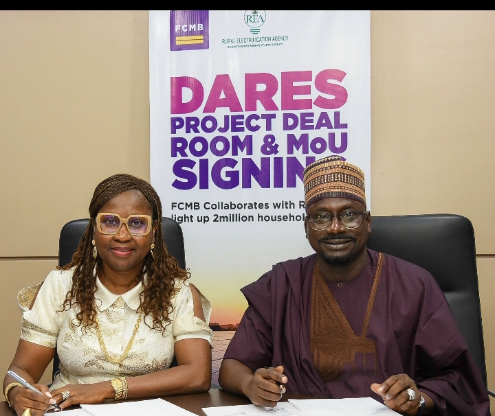 The Managing Director/CEO, First City Monument Bank (FCMB), Mrs. Yemisi Edun, and the Managing Director/CEO of the Rural Electrification Agency (REA), Mr. Abba Aliyu, at the launch of FCMB’s ₦100 billion facility for the Distributed Access through Renewable Energy Scale-Up (DARES) project and the signing of a Memorandum of Understanding with REA on June 19, 2025, in Lagos. The facility is designed to accelerate electricity access for two million households across Nigeria.