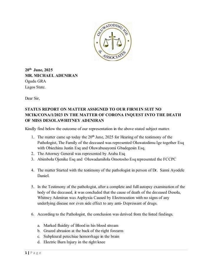 The status report, page 1