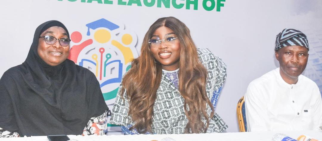 from left: Representative of the Permanent Secretary, Public Service Office, Mrs Amina Hamza; Executive Secretary, Lateef Jakande Leadership Academy, Ayisat Agbaje-Okunade and representative of the Permanent Secretary, Ministry of Establishment and Training, Mr Dele Balogun during the official Launch of Our Capstone Project EmpowerAbility Hub in Lagos on Wednesday.