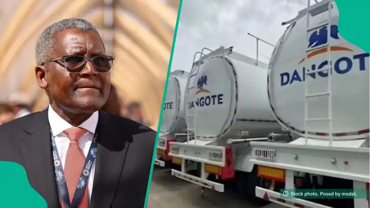 Aliko Dangote and Dangote trucks