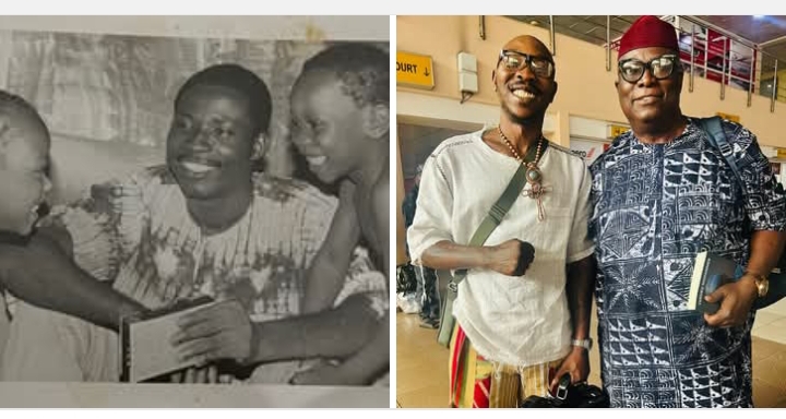 In the first photograph, Seun is on the right, while his half-sister Motun is on the left. The second photo shows Senator Ojudu and Seun