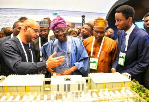 Chief Operating Officer, MTN Group Ltd., Ayham Moussa; Governor of Lagos State, Mr. Babajide Sanwo-Olu; Chairman, the Senate Committee on ICT and Cybersecurity, Senator Afolabi Salisu and Commissioner of Innovation, Science and Technology, Lagos, Mr. Olatunbosun Alake during the GITEX exhibition walkthrough and welcome address event, at the Eko Hotels and Suites, Victoria Island in Lagos, on Wednesday, September 3, 2025.