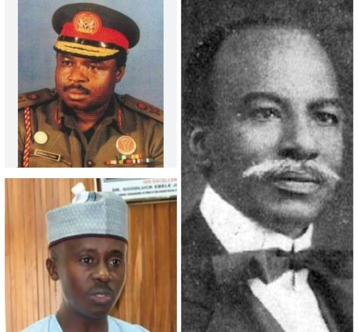 Major General Mamman Jiya Vatsa, top left, Herbert Macaulay, and Farouk Lawan