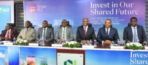 From left: Doyen of the Nigerian Capital Market, Alhaji Rasheed Yusuf; Head, Primary Market, Nigerian Exchange (NGX) Limited, Mr. Tony Ibeziakor; Chief Executive Officer (CEO), NGX Regulation Limited, Mr. Olufemi Shobanjo; Chief Executive Officer, Nigerian Exchange (NGX) Limited, Mr. Jude Chiemeka; Group Chief Executive, FCMB Group Plc, Mr. Ladi Balogun; Executive Director/Chief Operating Officer, Mr. Gbolahan Joshua; and Executive Director, Coverage & Investment Banking, Mr. Femi Badeji, both of FCMB Group Plc.
