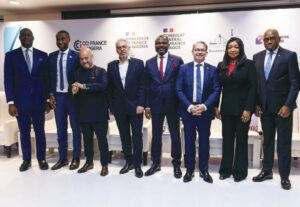 L-R: Olusanya Olakunle, Director, Fanmilk (Danone); Uhabia Ojike, Guillaume Niarfeix, President Franco-Nigerian Chamber of Commerce and Industry; Denis Martin, Managing Director, CFAO Mobility Nigeria; Muyiwa Akinyemi, Deputy Managing Director, United Bank of Africa; Laurent Favier, Consul General of France in Lagos; Adobi Nwapa, Executive Director, Zenith Bank; and Innocent C. Ike, Group Chief Executive Officer, Access Holdings, at the French Week 2025 Business Forum at Access Towers in Lagos… recently.
