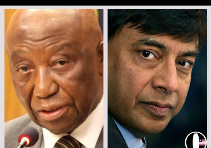 President Joseph Biakai, left, Arcellor Mittal, CEO, Lackshmi Mittal, now in a face off over rail policy