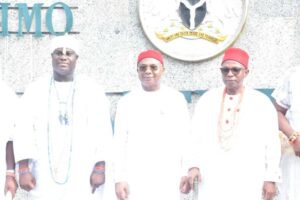 L-R: Chairman of Southern Traditional Rulers Council, Ooni of Ife, HRM, Oba Adeyeye Enitan Ogunwusi (Ojaja II), Governor Hope Uzodimma of Imo State and Co- Chairman of Southern Traditional Rulers Council, HRM, Eze Cletus Ilomuanya, when the monarchs technical Committee members paid a courtesy call on the Governor at Government House Owerri to inform him of his appointment as their Coordinator... Thursday