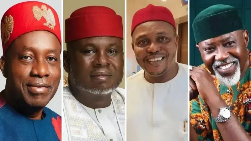 From left: Professor Charles Chukwuma Soludo, the incumbent governor and candidate for the All Progressives Grand Alliance (APGA); Prince Nicholas Ukachukwu, the All Progressives Congress (APC) candidate; Jude Ezenwafor, the Peoples Democratic Party (PDP) candidate; and George Moghalu.