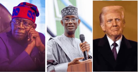 Preident Bola Tinubu, Nuhu Ribadu and President Trump