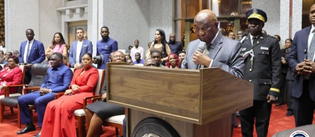 President Boakai addressing the nation after the Capitol fire incidence last year