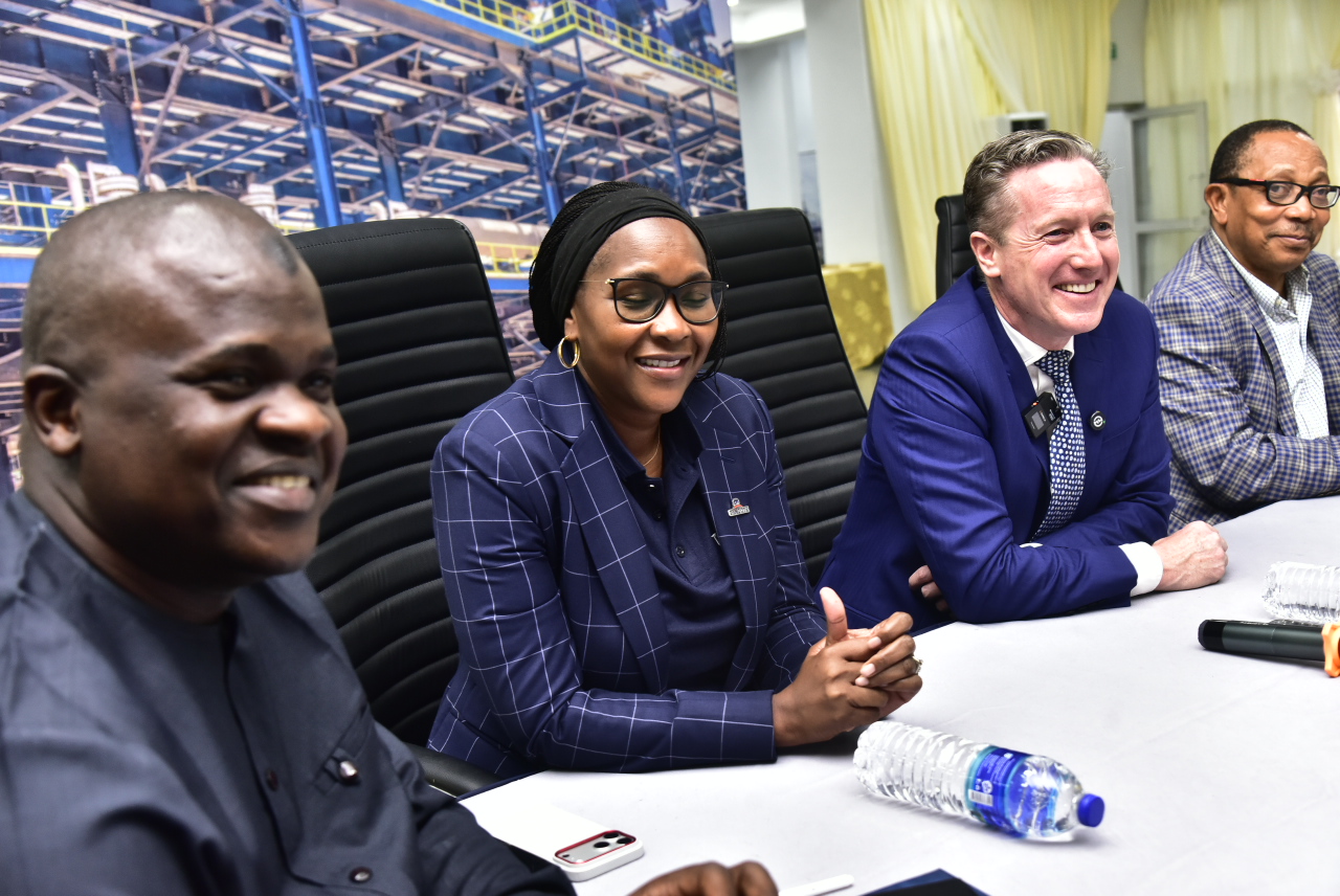 L-R, Dangote Petroleum Refinery, Head Admin, Musa Bala; Dangote Petroleum Refinery, Chief HR Officer, Gloria Byamugisha; Dangote Petroleum Refinery, Managing Director/ CEO, David Bird; Group Chief Brand & Communications Officer, Dangote Industries Limited, Anthony Chiejina, During the Managing Director/ CEO, Dangote Petroleum Refinery Limited, Meeting with the Press in Lekki Lagos on Wednesday 14th January 2026.