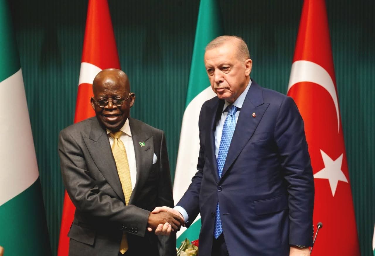 Presidents Bola Tinubu of Nigeria and Recep Tayyip Erdogan of the Republic of Turkiye