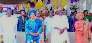 Deputy Governor of Lagos State, Dr. Obafemi Hamzat; his wife, Mrs. Oluremi Hamzat; Governor Babajide Sanwo-Olu and the First Lady, Dr. ibijoke Sanwo-Olu during LASG annual New Year Thanksgiving Service at the Tafawa Balewa Square, Lagos Island, on Sunday, January 04, 2026.