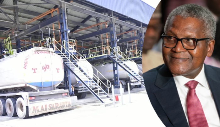 Aliko Dangote and Dangote Refinery loading gantry