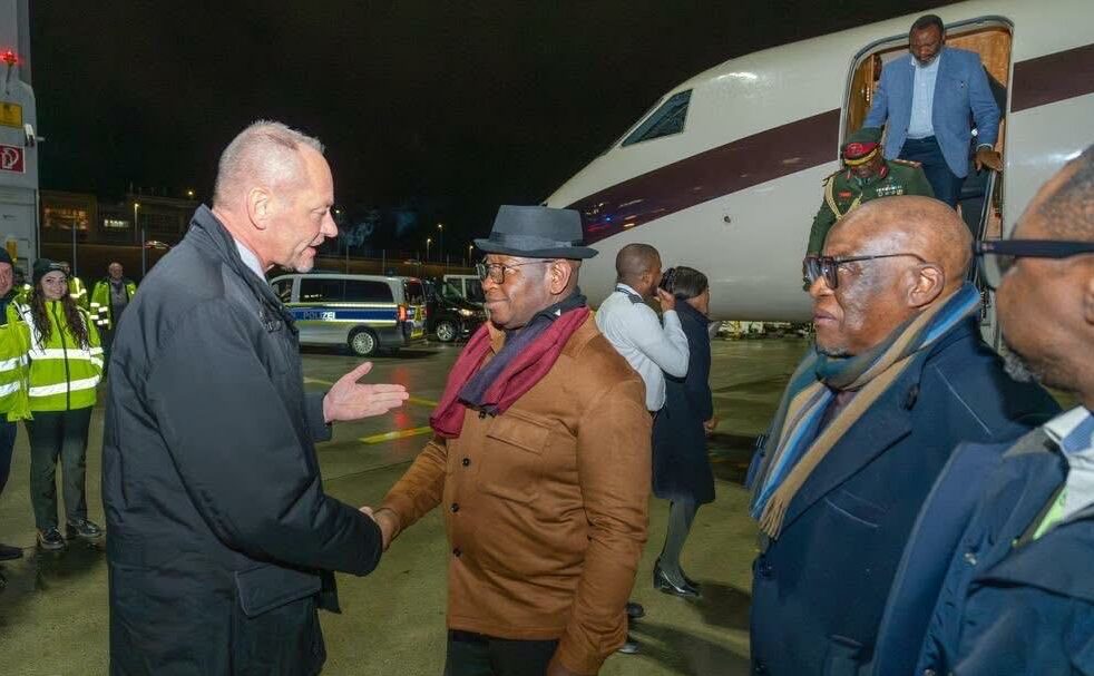 ECOWAS Chairman, Bio, on arrival in Munich, Germany, last night, for the crucial security summit on Sahel and West Africa jpg
