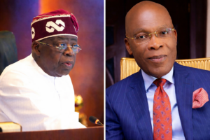 President Bola Tinubu, left, and Leonard Stanley Ekeh