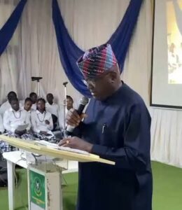 Dr Yemi Ogunbiyi presenting his speech