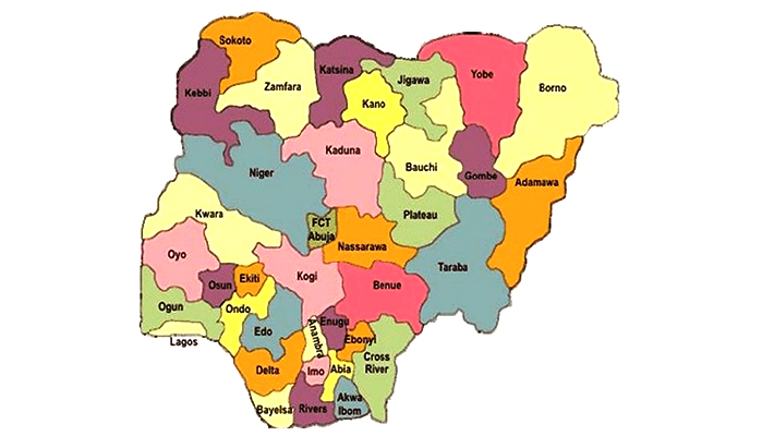 Map of 36 states of Nigeria