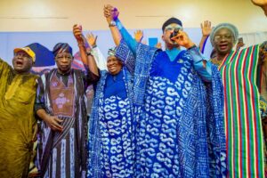 Governor Abiodun raises Senator Adeola's hand